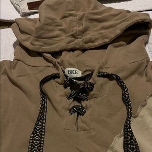 BKE Brown Hoodie with Lace-Up Front